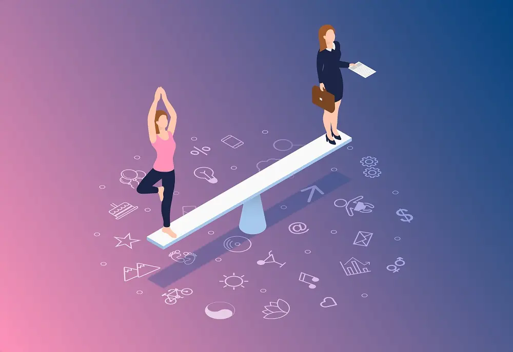 Work Life Balance Concept – Woman Trying to Balance Her Life wit
