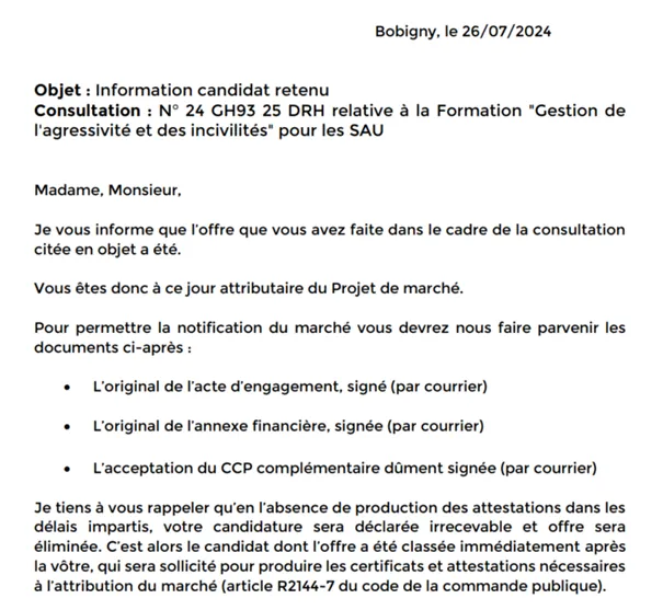 Appel d'offres cas client