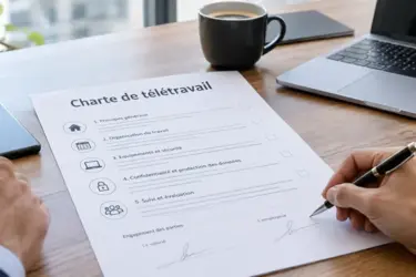 Salarié et employeur signent une charte de télétravail