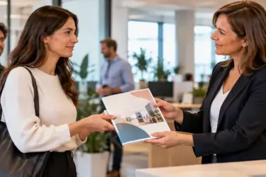 Une salariée reçoit son livret d'accueil
