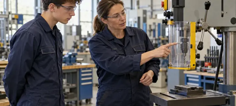 Tuteur et apprenti _ sécurité en atelier